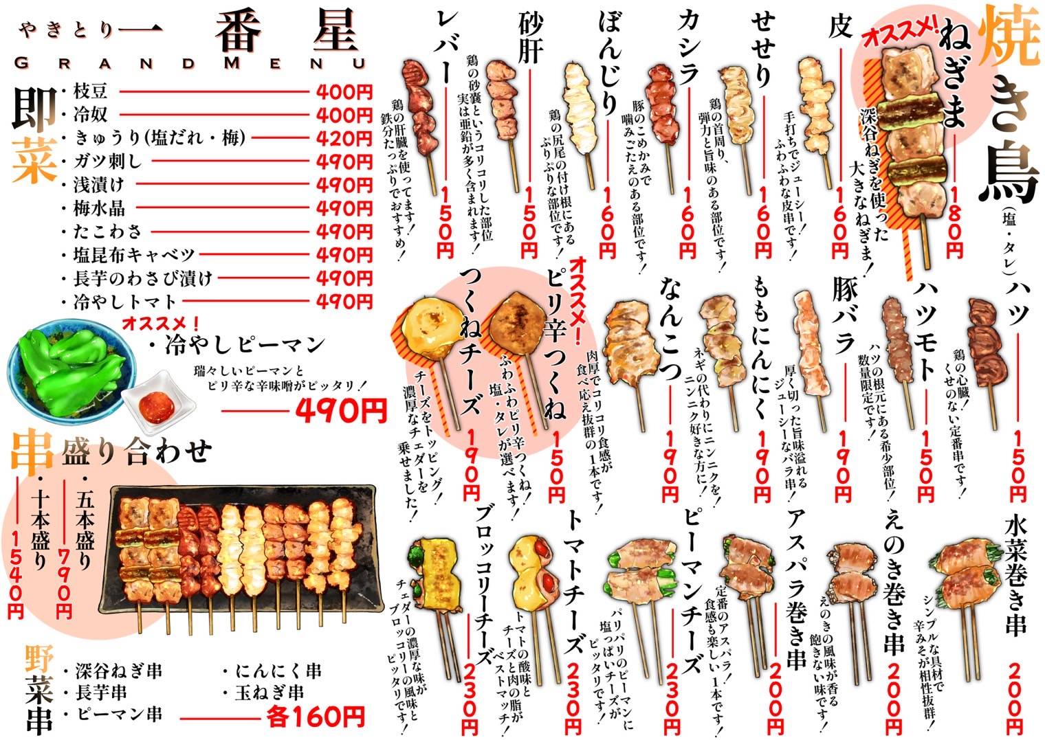 串焼きメニュー